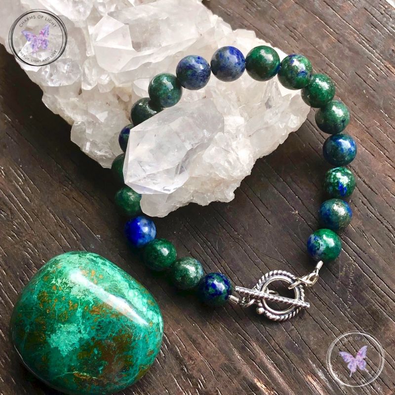 Chrysocolla Healing Bracelet with Silver Toggle Clasp